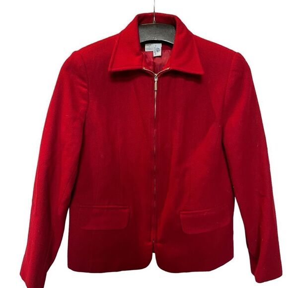 Sag Harbor Women's Wool Blazer Full Zip Red Size 8 Lined - Picture 1 of 9